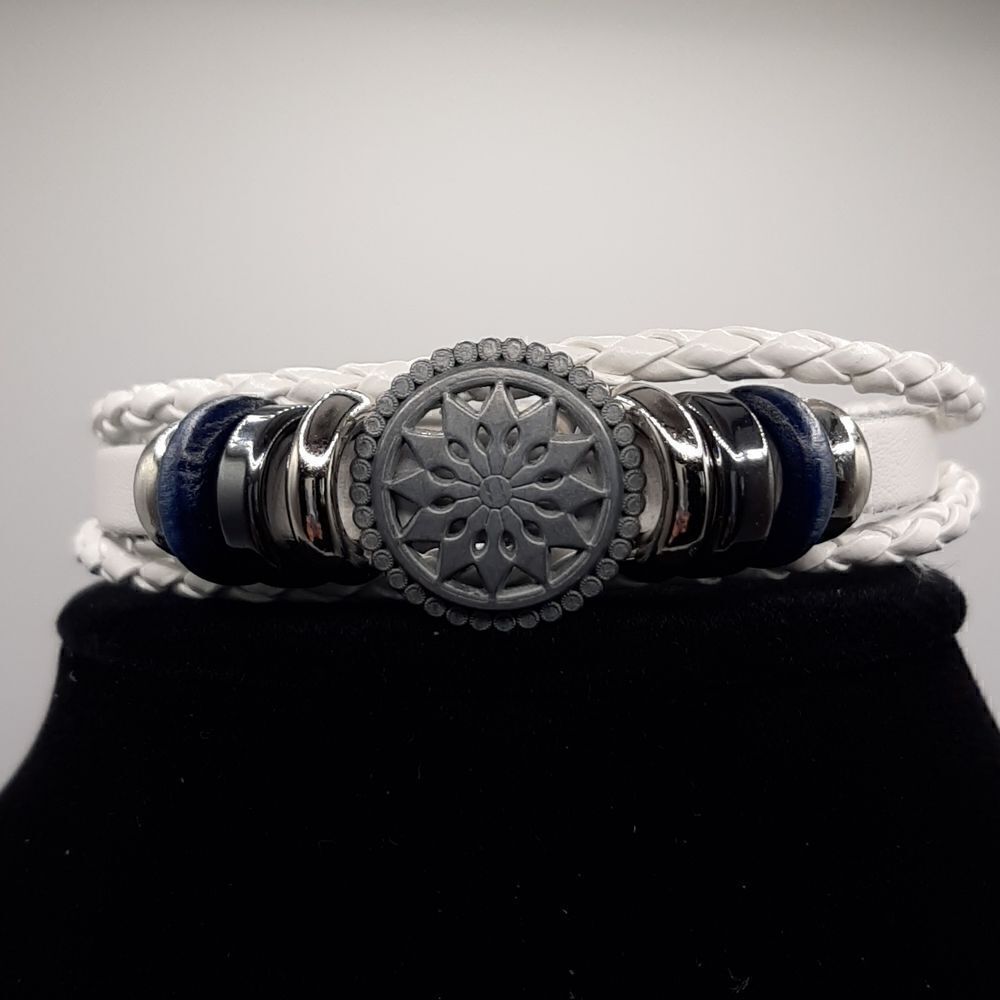 Leatherโandโbeadedย braceletโ